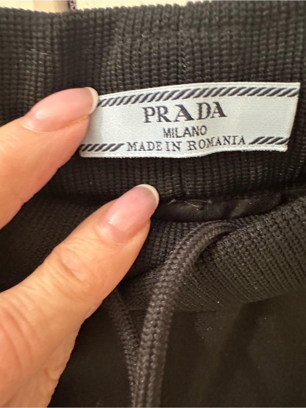 Prada Black Drawstring Track Pants with White Label - Picture 4 of 9